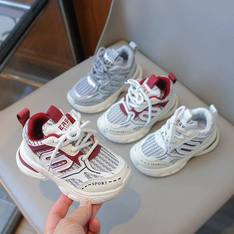 2024 Весенняя и осенняя детская обувь для мальчиков обувь папы для девочек спортивная обувь сетка дышащая мягкая подошва кроссовки
