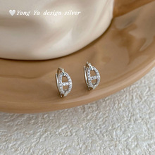 S999足银个性甜酷风猪鼻子耳扣时尚ins几何耳环高级感耳饰代发