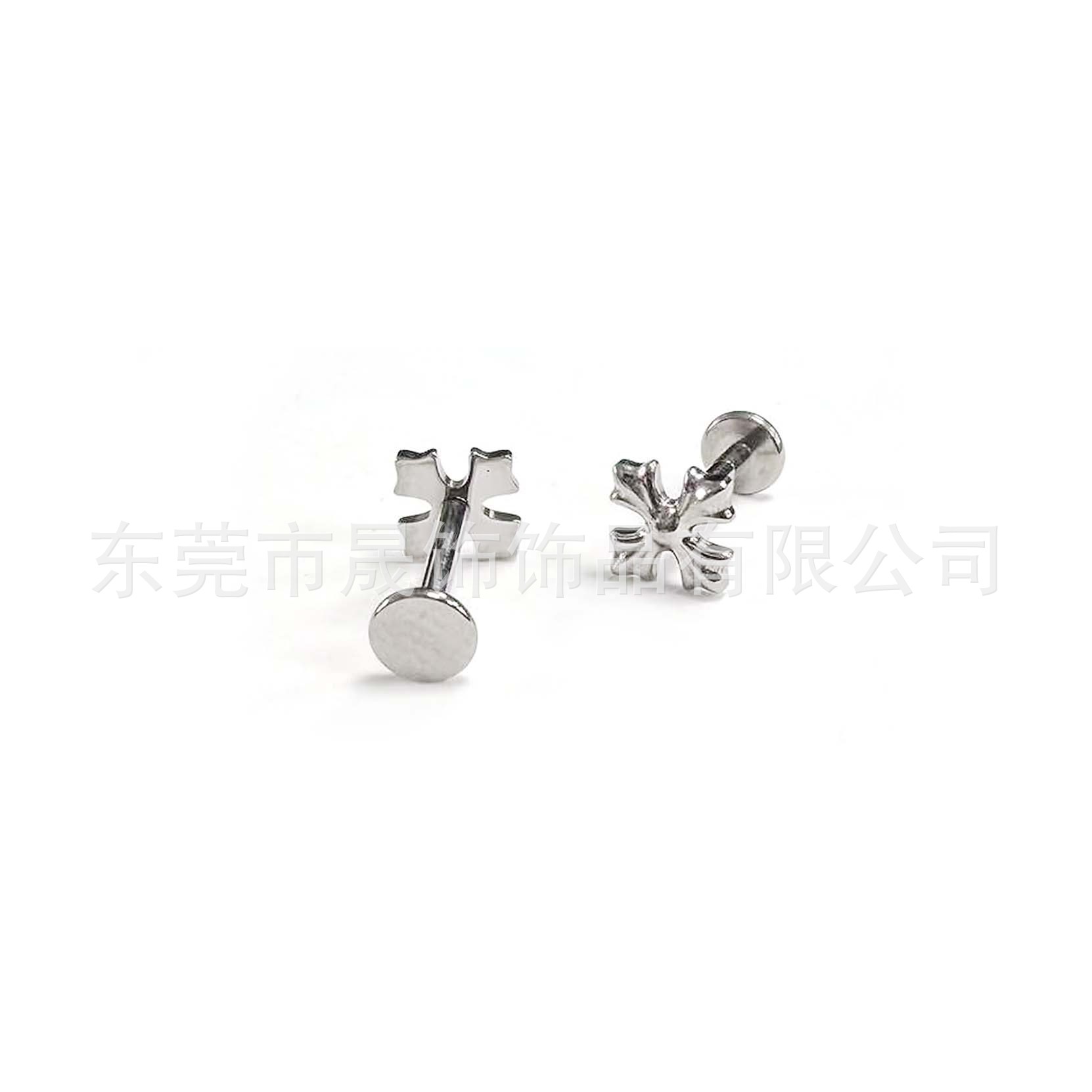 F136 Titanium 朋克风克罗 Heart Cross Ear Stud Labret Stud G23 Implant Grade Titanium 人体 Piercing Jewelry Accessories 头