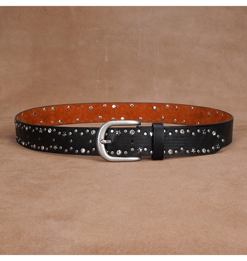 Cinturón punk con remaches para mujer en algodón estilo retro_voghion.com