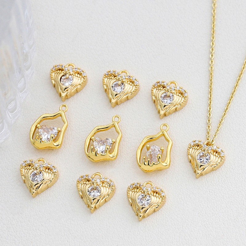 Zircon Inlay Material 1 Piece Quantity 1 Piece Copper Zircon Irregular Heart Shape Pendant