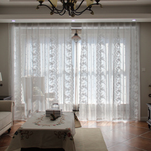 Four rows of flowers vertical rows of flowers warp knitted embroidered window screen factory direct white screen curtain window screen living room bedroom lace Korean style