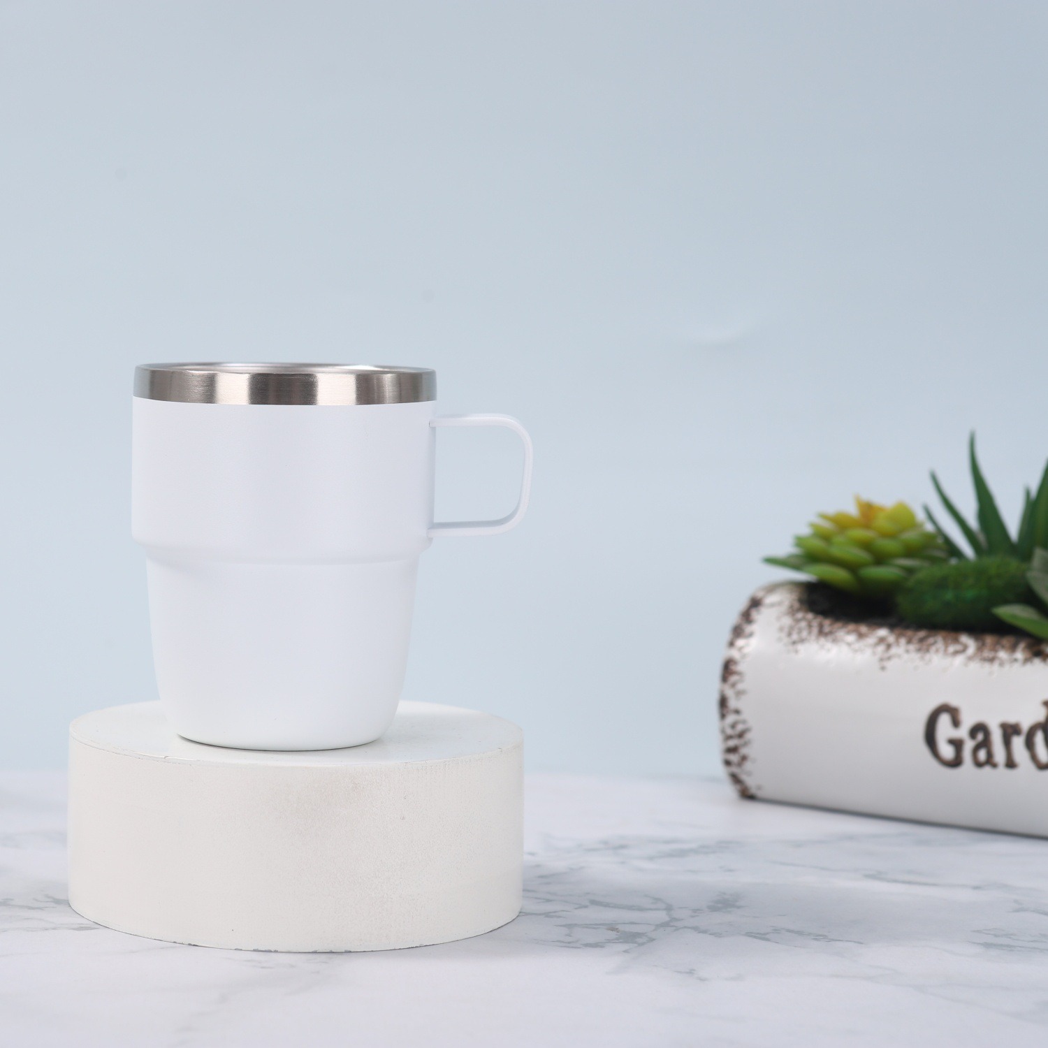 Taza de alto valor creativo de acero inoxidable 304 taza aislante de vacío de doble capa simple taza de café de oficina doméstica