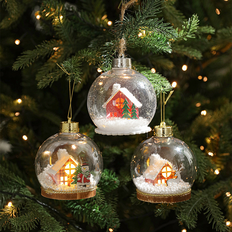 Nueva Navidad LED decoración de iluminación colgante bola de Navidad transparente bola interior luminosa colgante de árbol de Navidad bola redonda