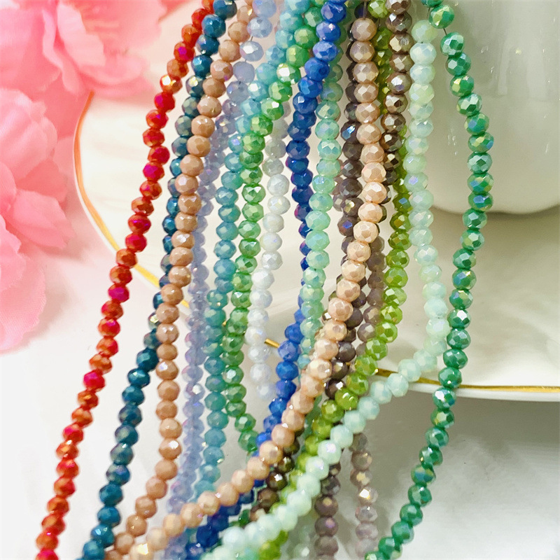 雅婷水晶散珠实际宽3mm车轮切面扁珠DIY手链项链辅料手工饰品配件