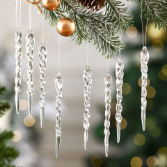 クロスボーダークリスマス用品クリエイティブ透明アイスストリップペンダント新しいクリスマスツリー装飾スノーフレークペンダントツリーペンダント