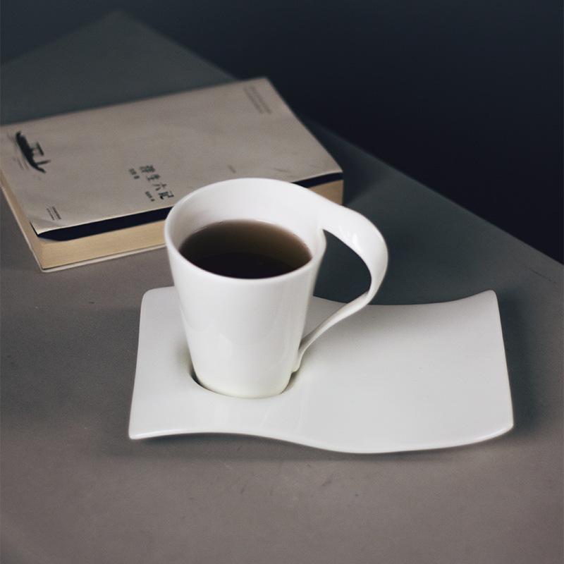 Cup Creative Stylish Household Ceramic Water Cup with Saucer Mug Office Bone China Coffee Cup Milk Cup Simple
