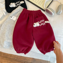 男女童2025春秋季新款可爱时尚小狗口袋卫裤秋冬款洋气超萌休闲裤