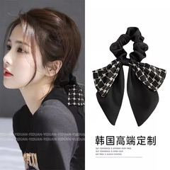 蝶結びヘアゴム、高級チェック柄リボン、気質ゴムバンド、女性用ヘアゴム、韓国風女性用ヘッドバンド