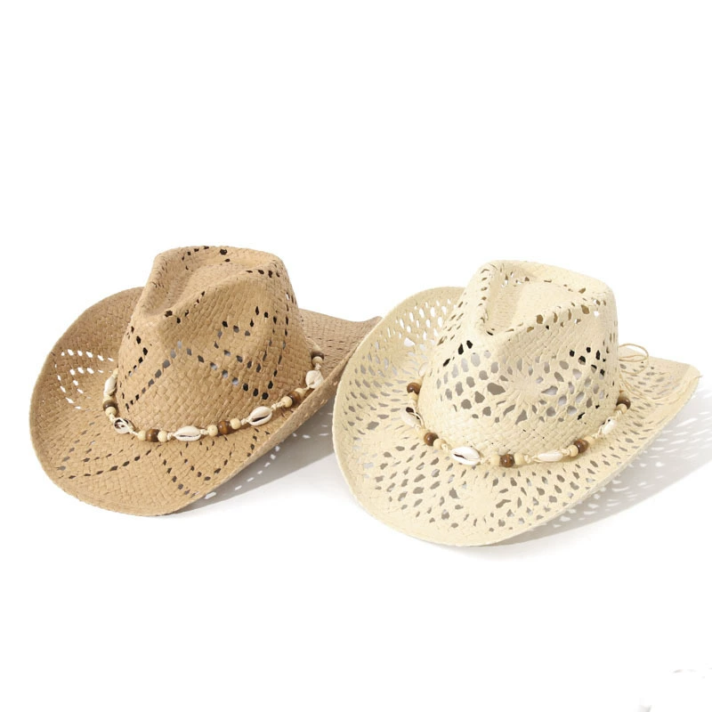 [Chapéu de palha亚马逊热销牛仔草帽Cowboy straw hat沙滩遮阳帽]