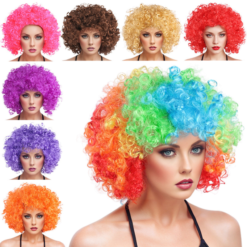 Factory Outlet 165g Explosive Head Wig Masquerade Dress Fans Fun Funny Clown Color Wig
