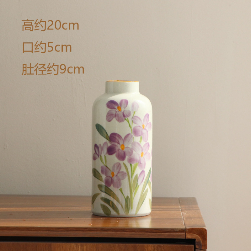 景徳鎮ハイエンドセラミック手描き花瓶シンプルモダンなドライフラワー水耕栽培花器具家の装飾装飾品|undefined