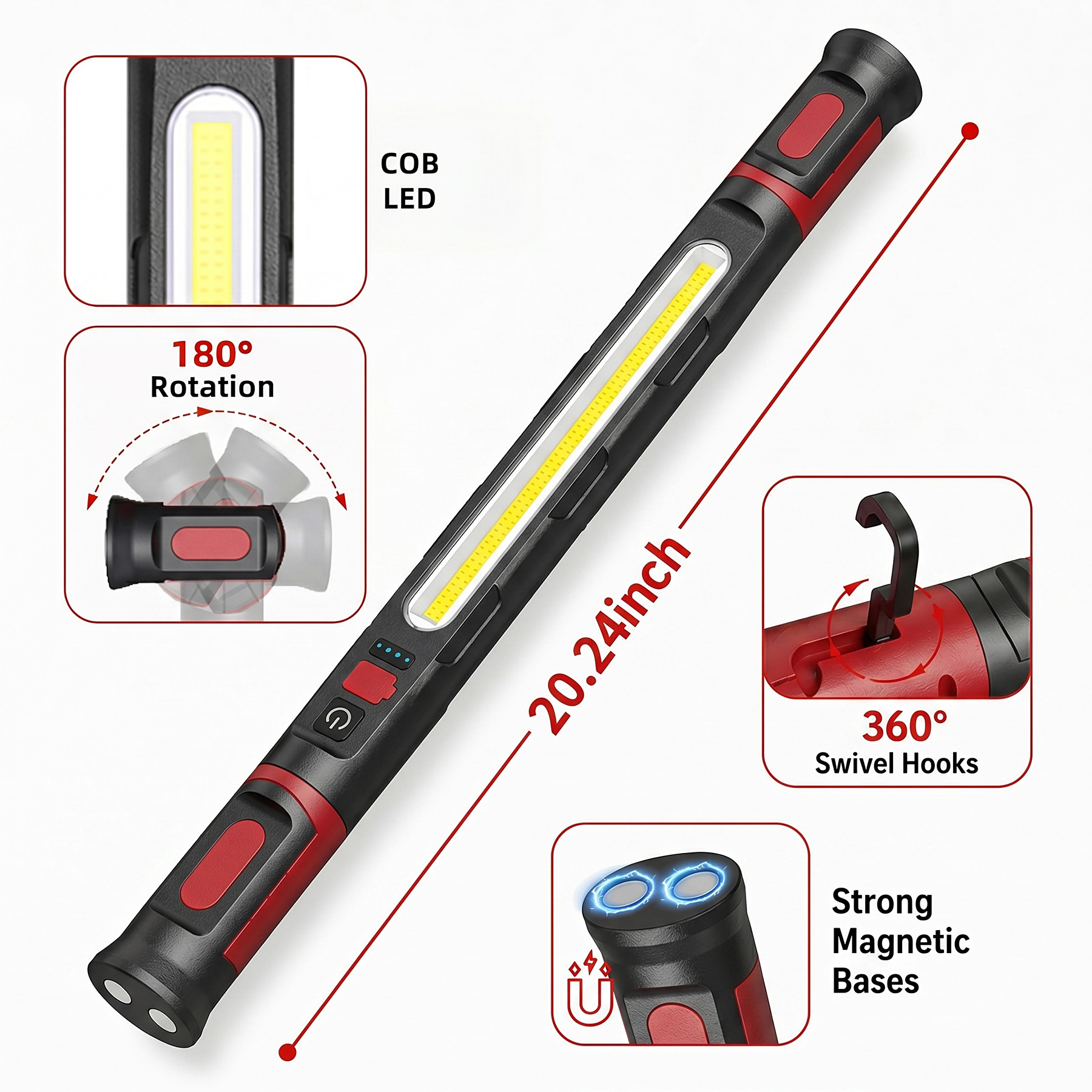 Popular repair work light, multifunctional magnetic flashlight, outdoor power bank, COB with hook, camping work light