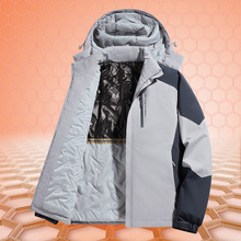 定制logo2024新款冲锋衣情侣石墨烯棉衣防风防水加厚连帽登山服保