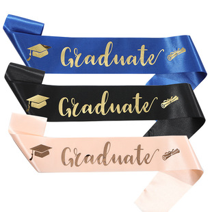 新款时尚 graduated字腰带毕业肩带礼仪带批发色丁布烫字派对绶带-阿里巴巴