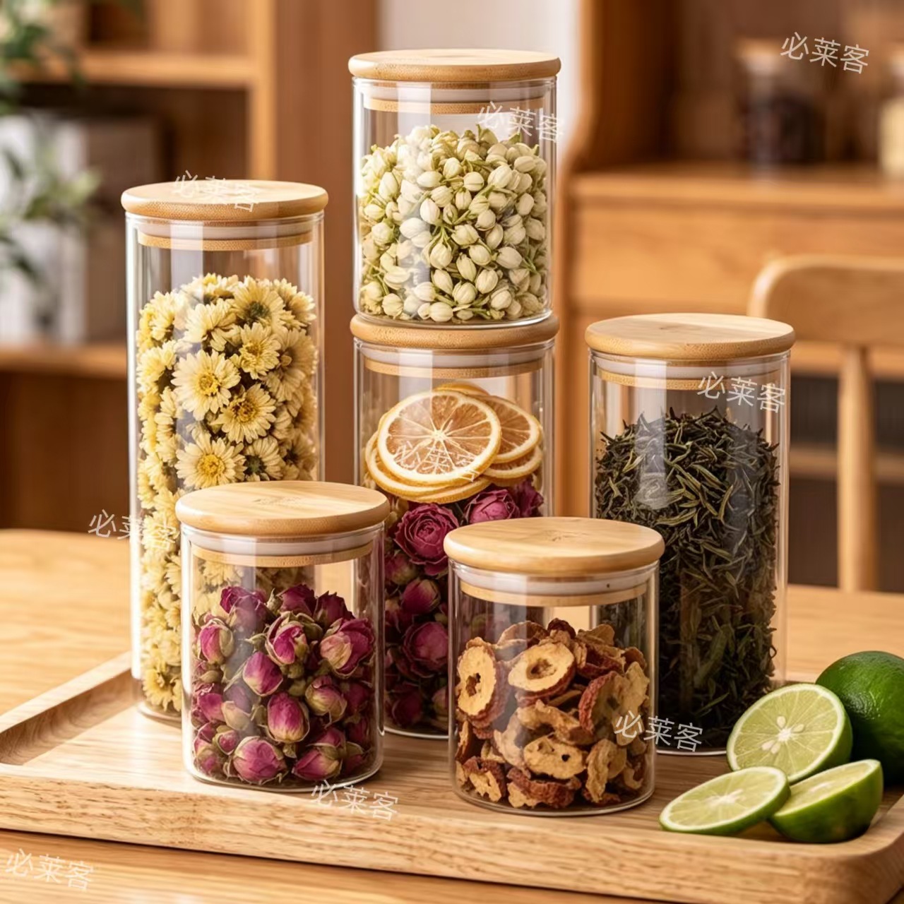 Tanque de vidrio sellado de grado alimenticio latas de té domésticas granos a prueba de humedad almacenamiento de bocadillos transparentes botellas vacías almacenamiento frascos