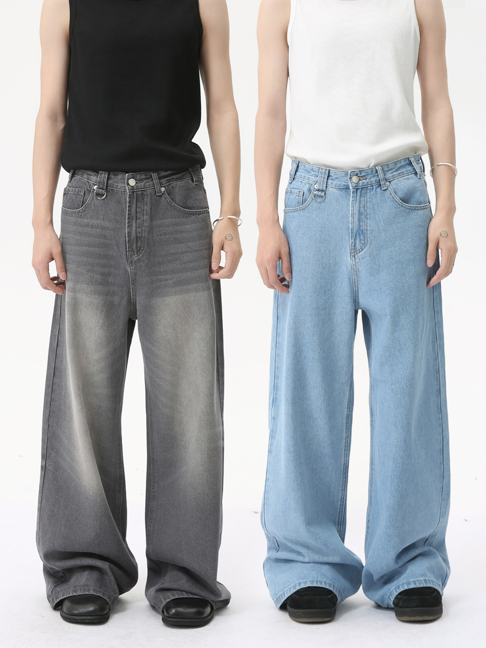 MTLCLOTHES Ropa de hombre | American cleanfit retro calle alta pierna ancha recta salvaje jeans blancos de moda