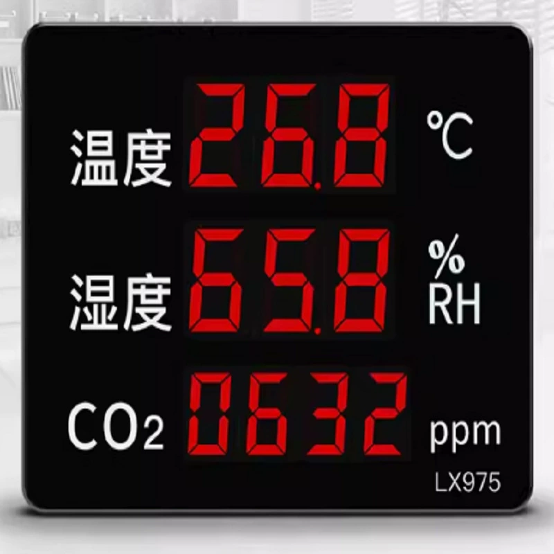 Овощная теплица Температура и влажность детектор углекислого газа на большом экране показывает чрезмерную сигнализацию CO2 монитор в помещении