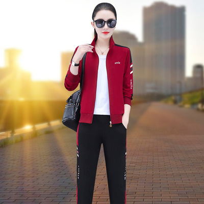 运动三件套装休闲春秋卫衣2022新款跑步洋气情侣装运动衣服女