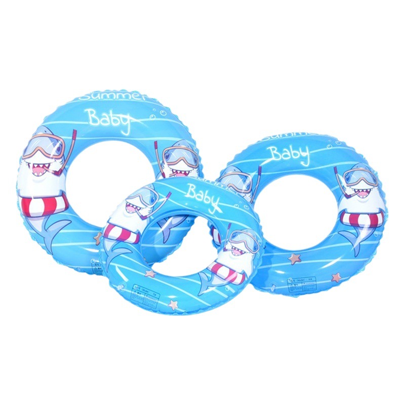 Anillo de natación inflable de los nuevos niños del verano gran anillo de las axilas de dibujos animados tiburón sirena donut principiante