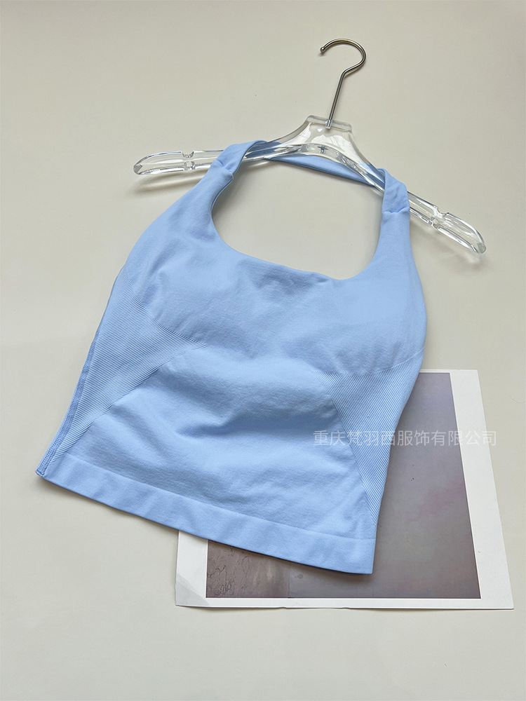 Transfronteriza versión de la patria DF cuello cuadrado chaleco de cuello colgante de tres capas con almohadilla de pecho alta elástica hermosa espalda ajustada sin costuras ropa de yoga de fitness