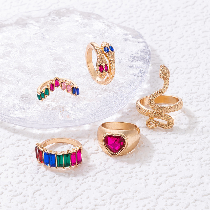 Fashion Snake Alloy Plating Rhinestones Unisex Rings 1 Piece