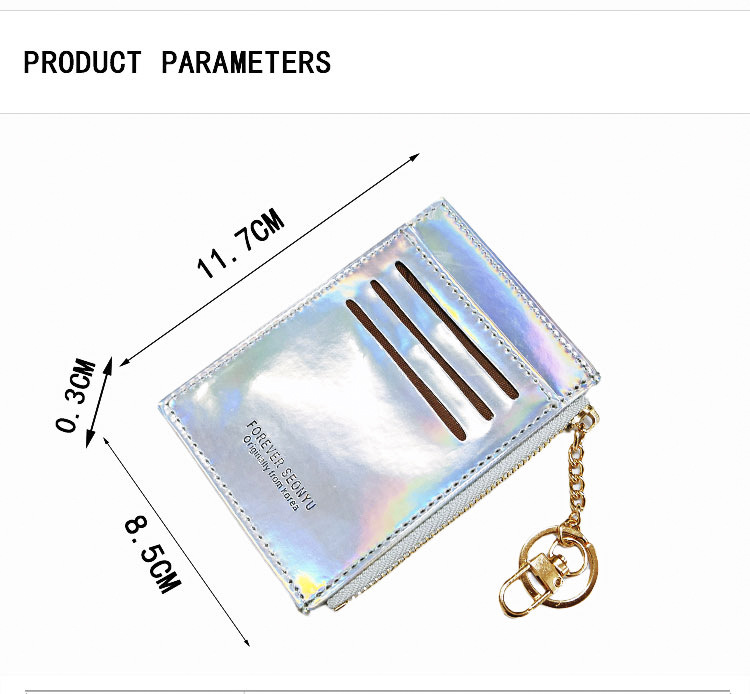 Korean Fashion Style New Laser Card Holder Double-sided Card Slot Zipper Coin Purse display picture 1