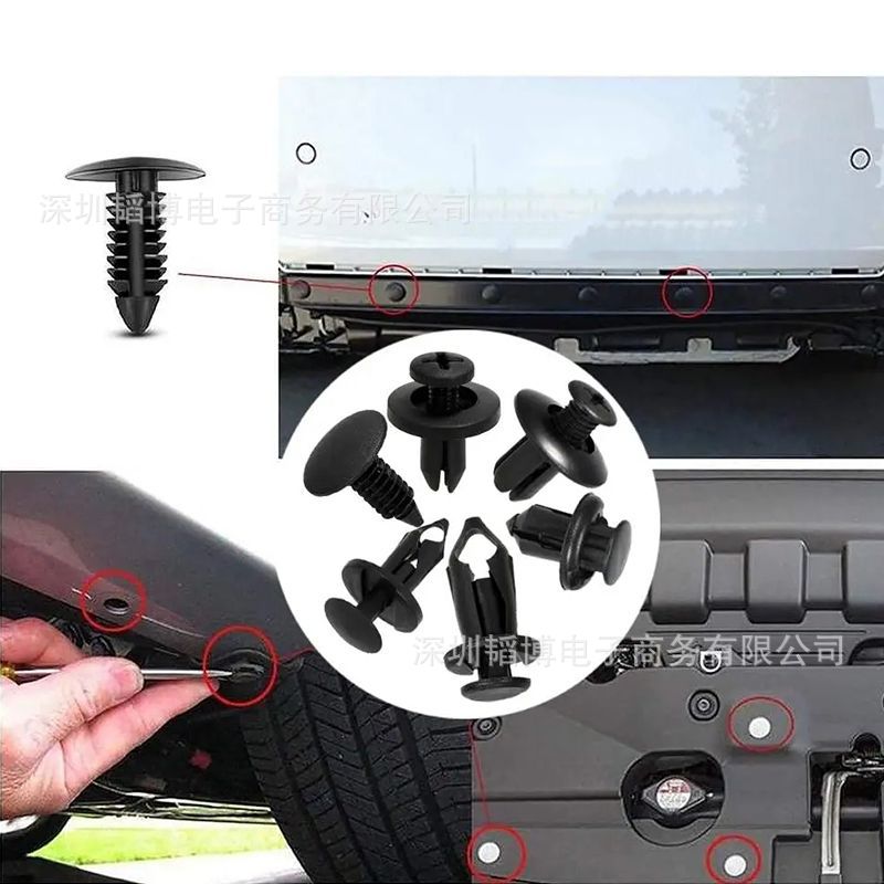 190PCS6 size buckle universal fastener clip plastic fastener rivet clip push-type rivet buckle