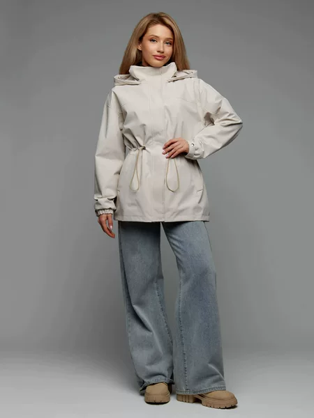 European and American Cross-Border Casual Outdoor Drawstring Waist-Cinching Windbreaker Sports Mountaineering Jacket Women's Foreign Trade Clothing