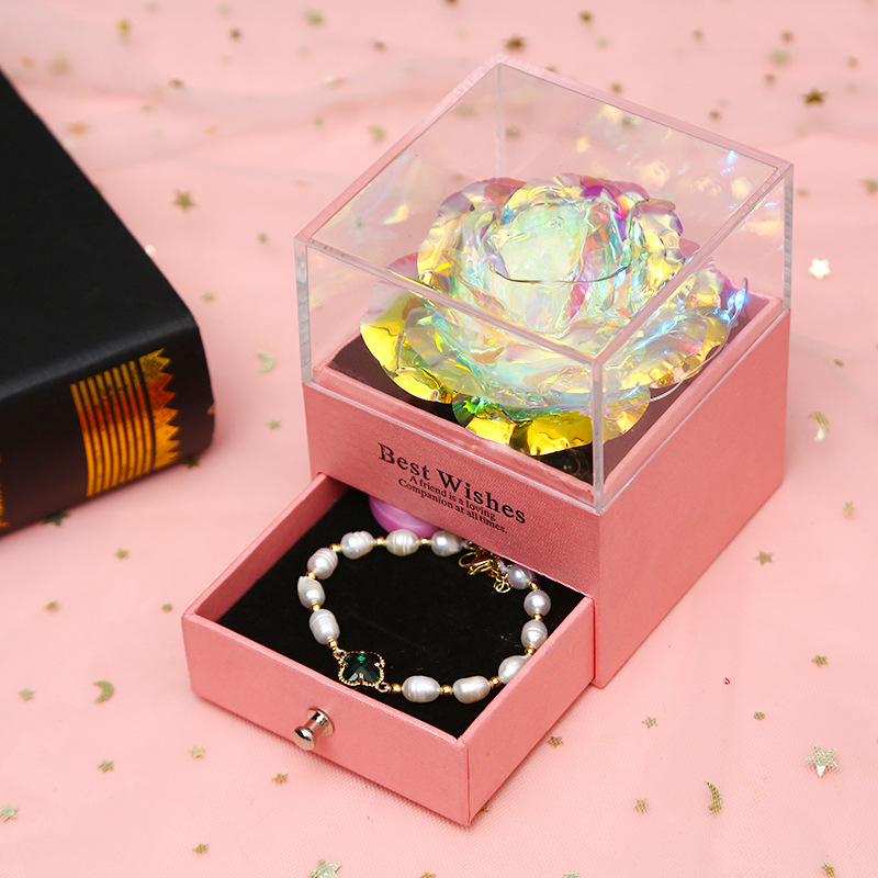 Colorido oro rosa collar joyería caja de regalo del Día de San Valentín perla cristal pulsera traje Amazon nuevo