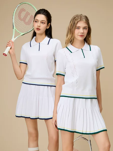 Old Money Style Contrasting Color Sports Tennis Golf Sports Skirt Outdoor Versatile Fitness Yoga Running Two-Piece Suit