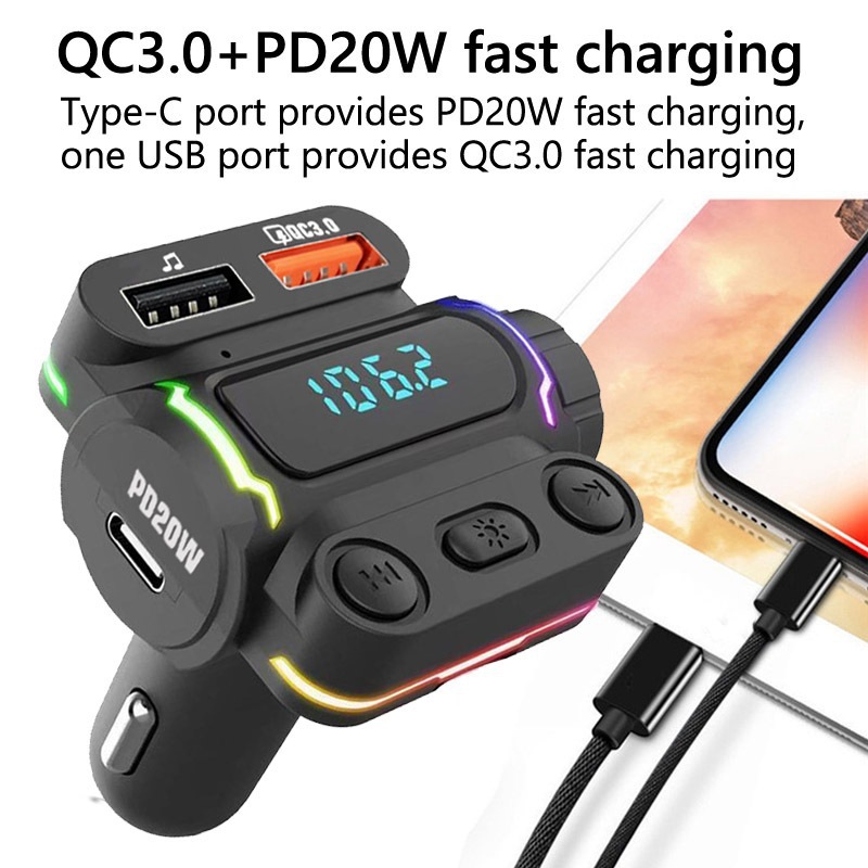 P7 Car Mp3 Player Bluetooth Hands-Free Call U Disk Card Cigarette Lighter Car Fm Frequency Modulation Transmitter