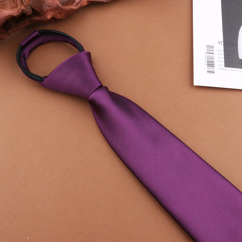 (지퍼형) 8cm 보라색 유광 넥타이