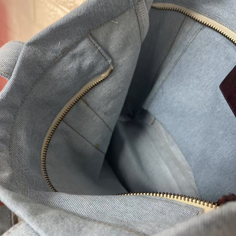 乐天日韩POLO织带款牛仔草帽刺绣熊帆布包购物袋单肩手提袋托特包|undefined
