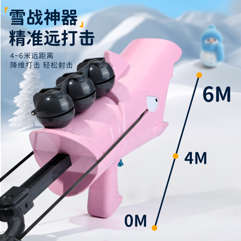 Nuevo juguete infantil divertido tiburón bola de nieve lanzador de proyectiles suaves bola de nieve clip de invierno juguetes al aire libre