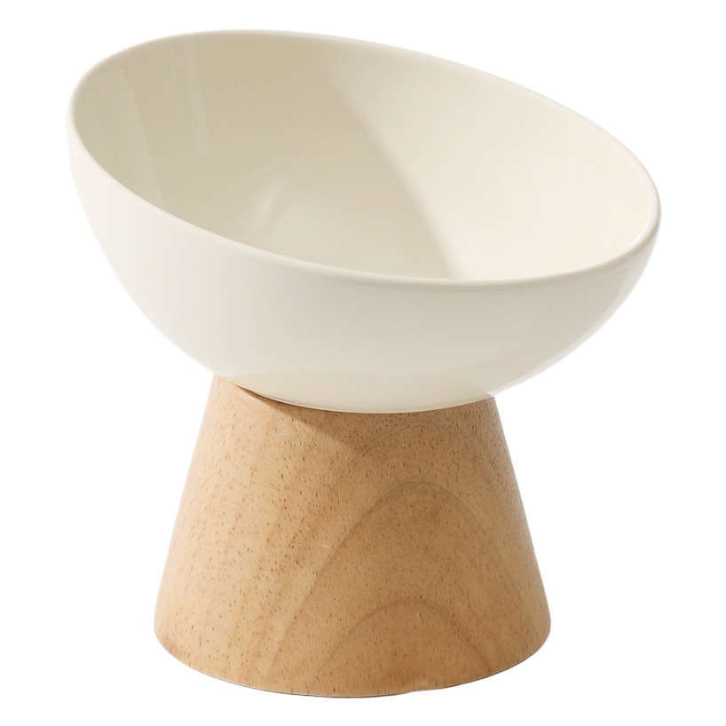 Cuenco biselado de cerámica suministros para mascotas cuenco de gato y perro cuenco de comida tazón de bebida antidetonante protección de cuello de pie alto y corto