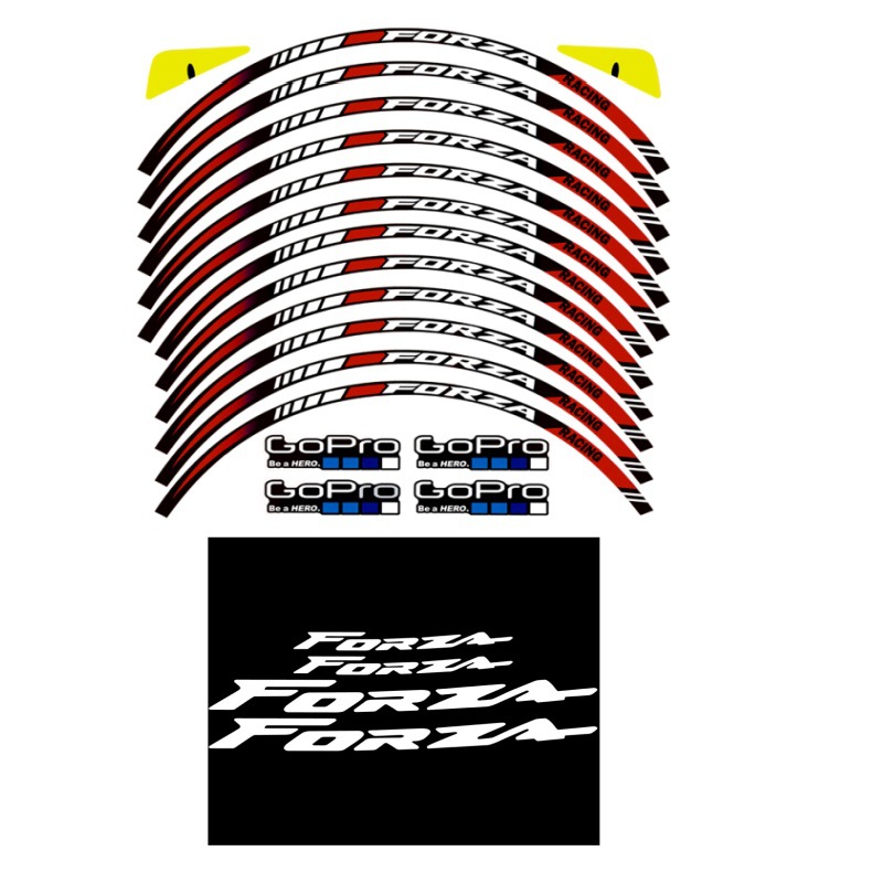 레드 휠 스티커 + [실버 내부 링] 글자 세트