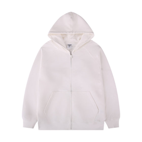AG488 Thickened Men's Heavy Cotton Zipper Sweater DTF Loose Solid Color Vintage Khaki Hoodie Customized