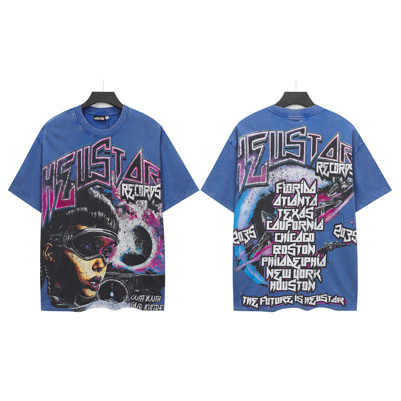 クロスボーダー Hellstar Tシャツ 2025年夏 欧米トレンドブランド レタープリント ゆったり半袖Tシャツ 男女兼用|undefined