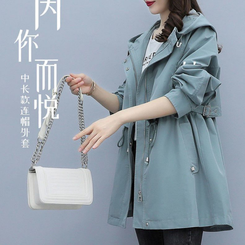 工装风衣女中长款2025年春秋装新款宽松休闲时尚军咖色连帽外套潮|undefined