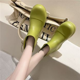 Fashionable thick-soled BV one-step outer wear Х big head water shoes rain boots candy color butter rain boots women's waterproof short boots
