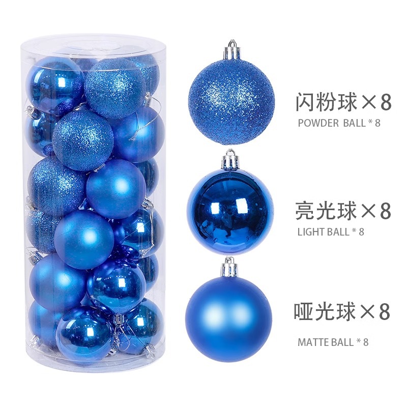 Fabricantes transfronterizos de Navidad nueva bola de plástico galvanizado 3 / 5 / 6 / 8cm colgante de árbol de Navidad decoración colgante de bola de Navidad
