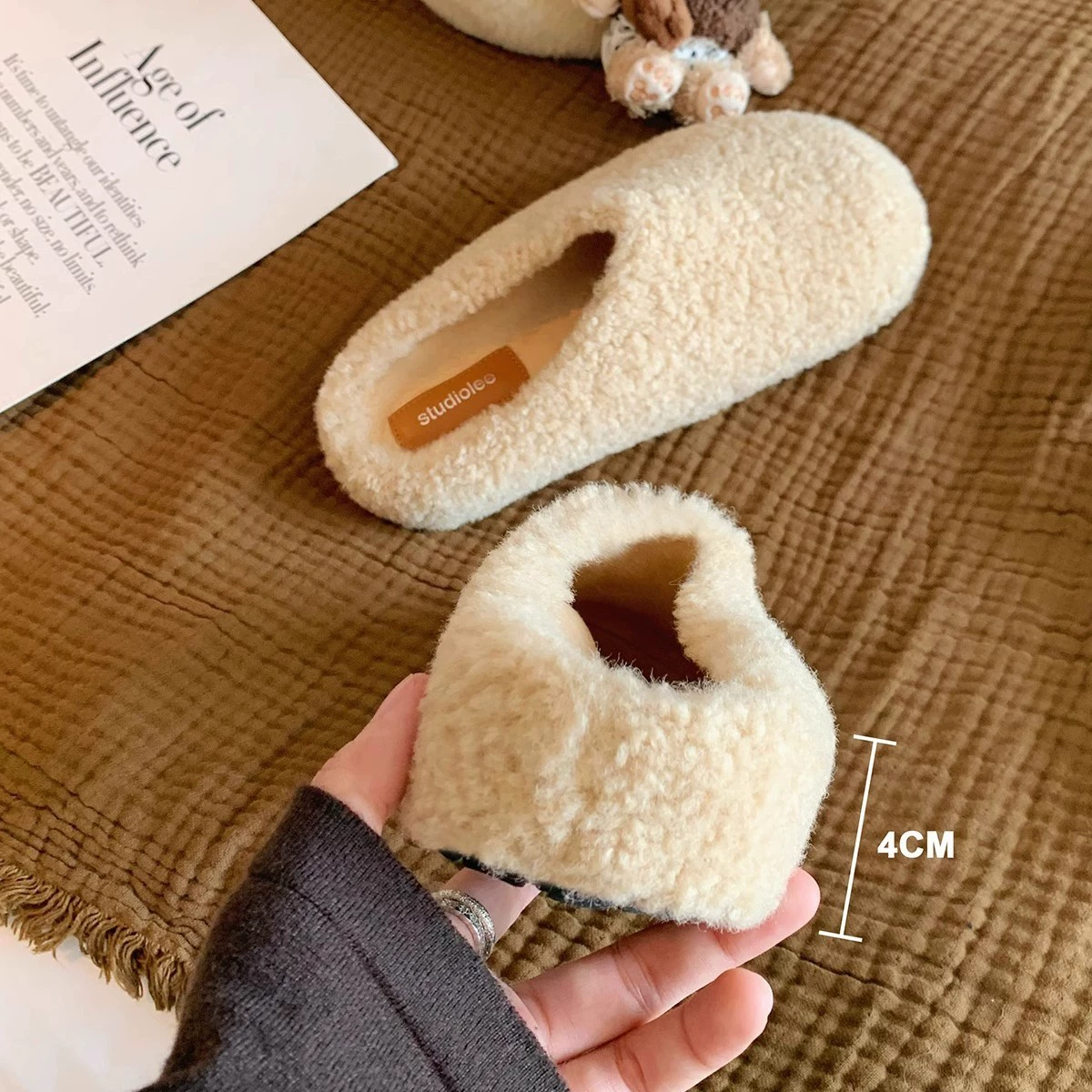 [GrapeMom studiolee аналог — очень комфортные закрытые без застежки утепленные меховые полутапочки для улицы, осень-зима]