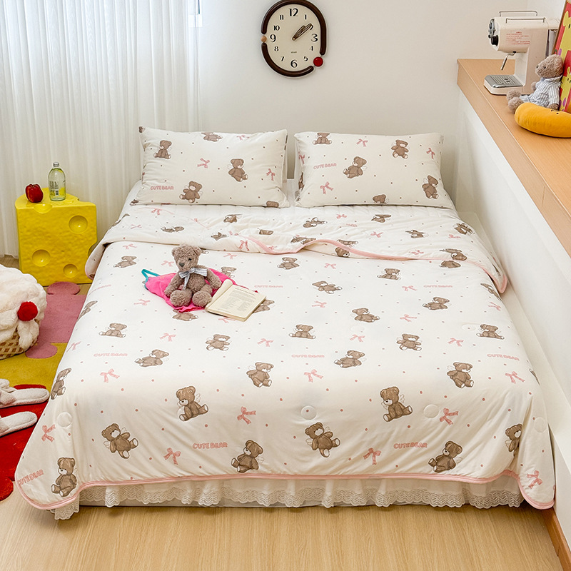 Colcha fresca de verano para niños de clase A, dormitorio de estudiantes, lavadora de aire acondicionado, colcha delgada de verano, núcleo cuatro