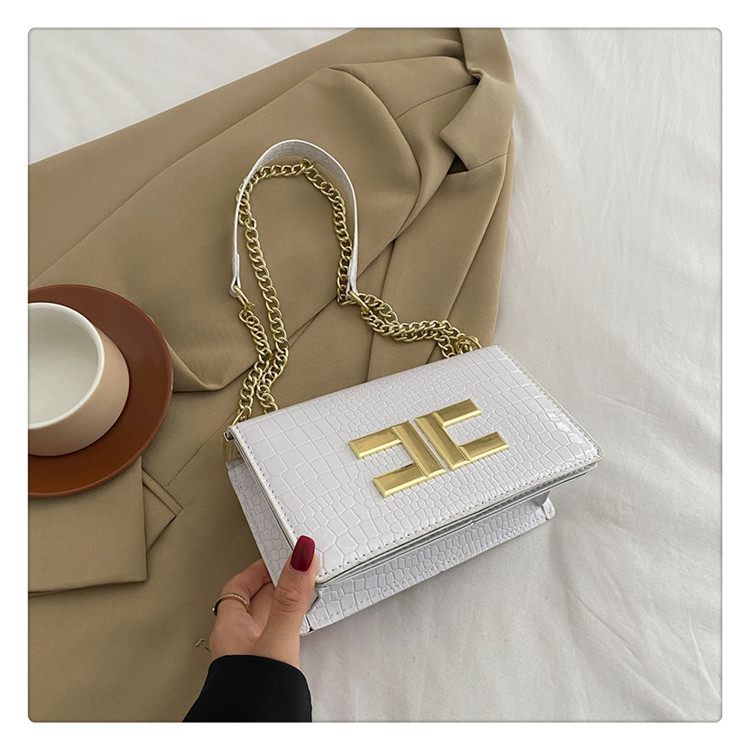 Borsa da donna con motivo coccodrillo Borsa a tracolla con catena color fiore 2023 Nuova borsa da pendolarismo stile occidentale semplice Borsa a tracolla stile occidentale_voghion.com