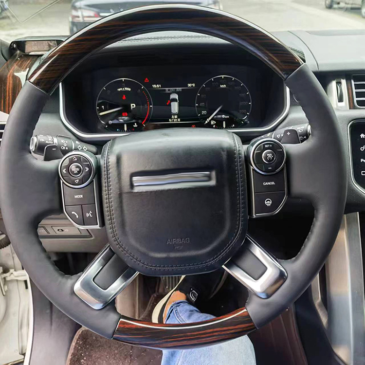Suitable for Land Rover Range Rover Peach Wood Steering Wheel Discovery 4 Freelander 23 Carbon Fiber Heated Leather Steering Wheel Modification Off-Road