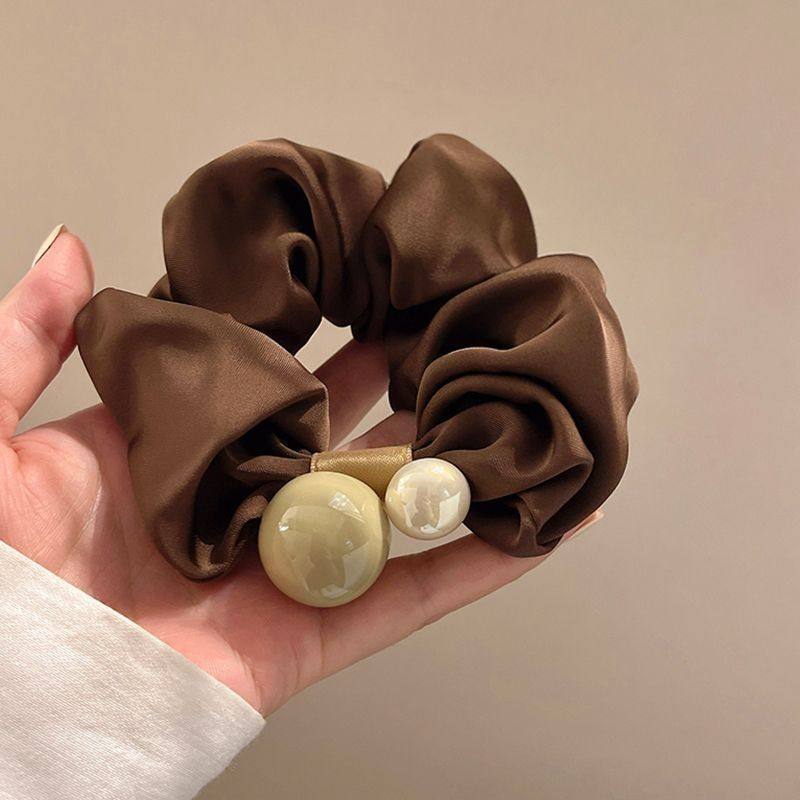 Satín coreano anillo de cabello de intestino grande mujer de moda cuerda de cabeza de alta calidad temperamento flor de cabello bola de cabello toque de cabeza