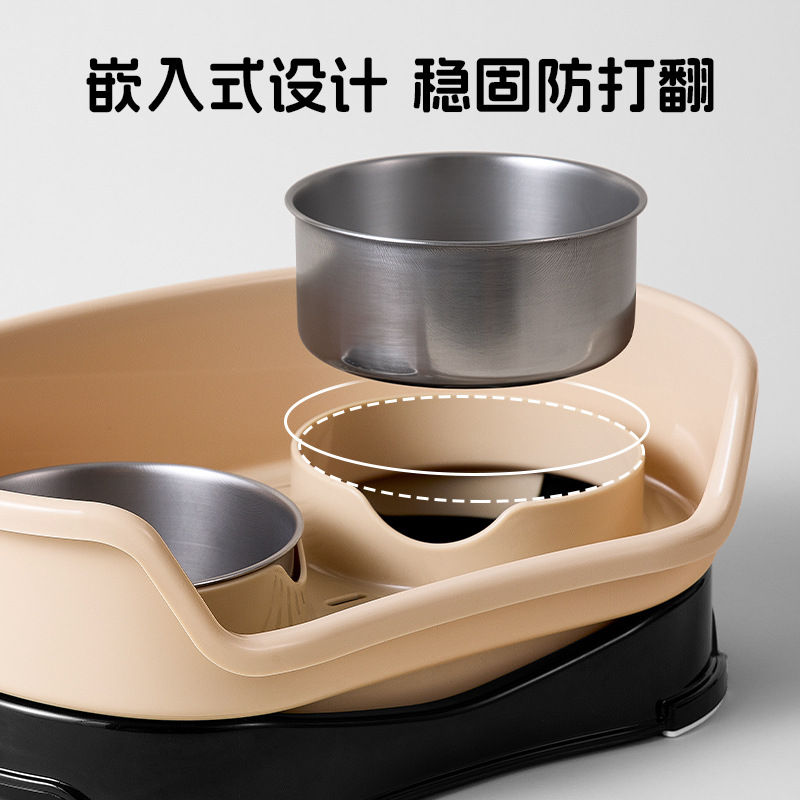 Nuevo cuenco transfronterizo para perros para mascotas Tazón doble de acero inoxidable antideslizante Tazón para gatos de doble uso Tazón para gatos desmontable para perros anti-volcado