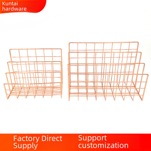 Office creative file rack desktop storage and organization stand decorative display rack book stand iron metal three-tier bookshelf