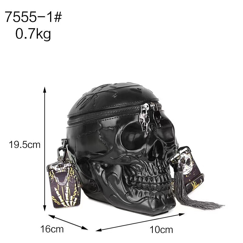 New men's and women's personality funny black skull fashion trend shoulder bag messenger bag in stock a generation of hair
